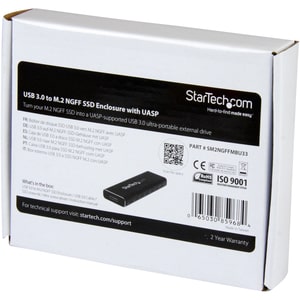 StarTech.com Drive Enclosure SATA/600, M.2 - USB 3.0 Micro-B Host Interface - UASP Support External - Black - TAA Complian