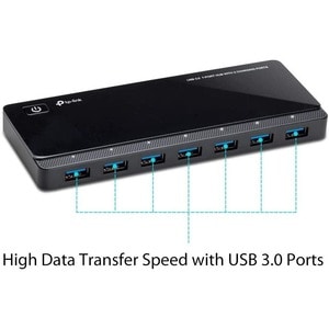 TP-Link UH720 USB Hub - USB 3.0 Micro-B - External - Black - 9 Total USB Port(s) - 7 USB 3.0 Port(s) - PC, Mac, Linux
