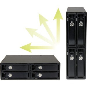 StarTech.com Backplane mobile per rack hot-swap 5,25" a 4 alloggiamenti HDD SATA/SAS da 2,5" - 6 Gbps - 4 x Disco rigido s