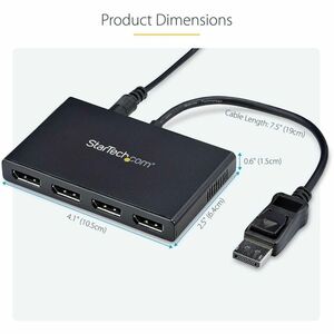 StarTech.com 4-Port DisplayPort 1.2 Splitter, DisplayPort to 4x DP Multi-Monitor Adapter, Quad 1080p 60Hz Computer MST Hub