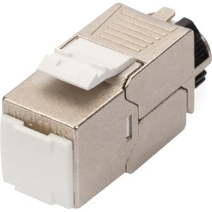Digitus CAT 6A Keystone Modul, geschirmt mit intelligentem Kabelmanager. Produktfarbe: Silber, Anschluss 1: Rj-45. Gewicht