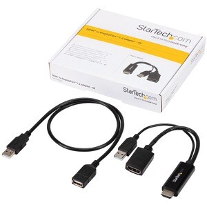StarTech.com 4K 30Hz HDMI to DisplayPort Video Adapter w/ USB Power - 6 in - HDMI 1.4 (Male) to DP 1.2 (Female) Active Mon