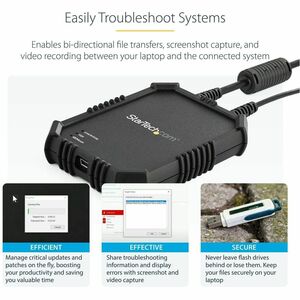 StarTech.com Laptop to Server KVM Console, Rugged USB Crash Cart Adapter with File Transfer and Video Capture, TAA - Turn 