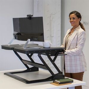 Ergotron WorkFit-TL Sit-stand Desk - Grey Top - Height Adjustable - 952.50 mm Table Top Width x 584.20 mm Table Top Depth 