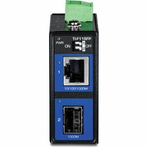 TRENDnet Hardened Industrial 100/1000 Base-T To SFP Media Converter, DIN-Rail And Wall Mount Hardware Included, Multi Or S