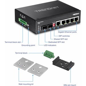 TRENDnet TI-G62 6 Ports Ethernet Switch - Gigabit Ethernet - 1000Base-T, 1000Base-X - New - TAA Compliant - 2 Layer Suppor