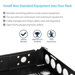StarTech.com 1U Fixed 19" Adjustable Depth Universal Server Rack Rails - 25 kg Load Capacity