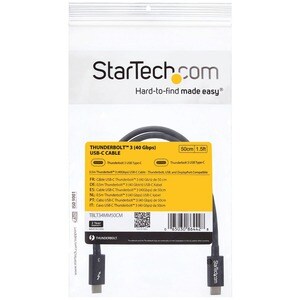 StarTech.com 50cm (1.6ft) Thunderbolt 3 Cable, 40Gbps, 100W PD, 4K/5K Video, Thunderbolt-Certified, Compatible w/ TB4/USB 