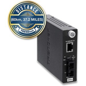 Convertisseur de Média/Transceiver TRENDnet TFC-110S60 - Nouveau - 2 Port(s) - 1 x Réseau (RJ-45) - 1 x SC - Fonction Dupl