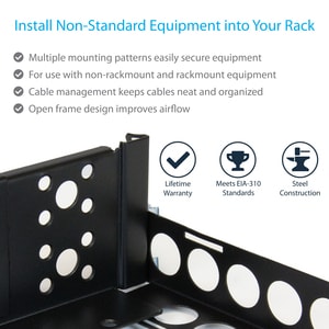 StarTech.com 2U Fixed 19" Adjustable Depth Universal Server Rack Rails - 45.36 kg Load Capacity