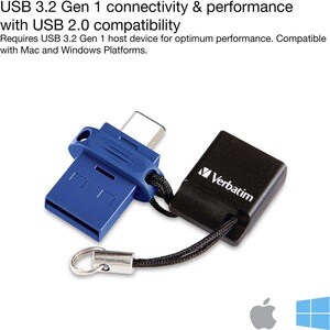 16GB Store 'n' Go Dual USB 3.2 Gen 1 Flash Drive for USB-C™ Devices - Blue - 16GB - Blue