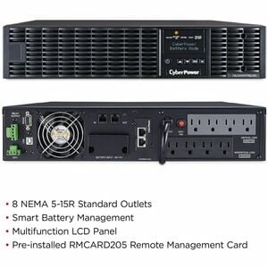 CyberPower OL1500RTXL2UN Smart App Online UPS Systems - 1500VA/1350W, 100 - 125 VAC, NEMA 5-15P, 2U, Rack / Tower, Sine Wa