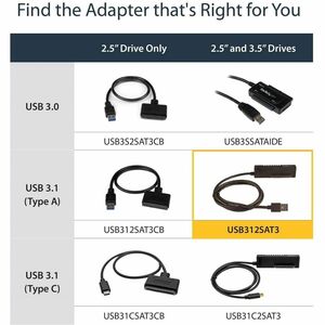 StarTech.com SATA to USB Cable - USB 3.1 10Gbps - 2.5 / 3.5 SATA SSD HDD - SATA to USB Adapter Cable - USB 3.1 to SATA Cab