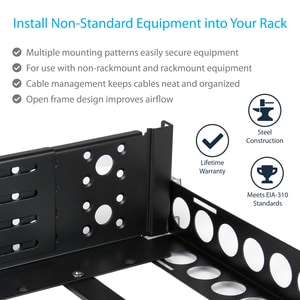StarTech.com 3U Fixed 19" Adjustable Depth Universal Server Rack Rails - 97.52 kg Load Capacity