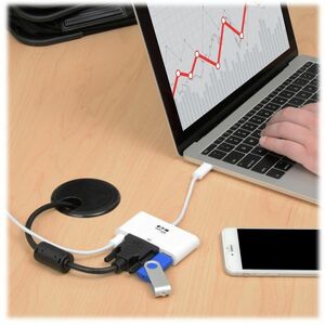 Eaton Tripp Lite Series USB-C to DVI Adapter with USB 3.x (5Gbps) Hub Port and PD Charging, White - 1 x Total Number of DV