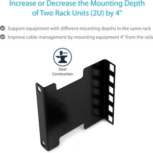 StarTech.com 2U Server Rack Depth Extender Adapter Kit - Recess or Extend 4â€ - TAA Complaint - 58.97 kg Load Capacity - 