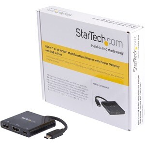 StarTech.com USB C Multiport Adapter with HDMI 4K & 1x USB 3.0 - PD - Mac & Windows - USB Type C All in One Video Adapter 