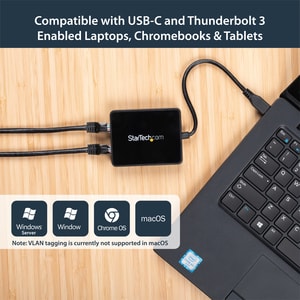 StarTech.com USB C to Dual Gigabit Ethernet Adapter with USB 3.0 (Type-A) Port - USB Type-C Gigabit Network Adapter - Use 