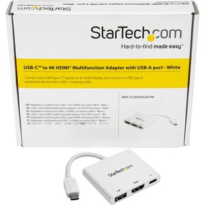 StarTech.com USB-C to HDMI Adapter - White - 4K 30Hz - Thunderbolt 3 Compatible - with Power Delivery (USB PD) - USB C Don