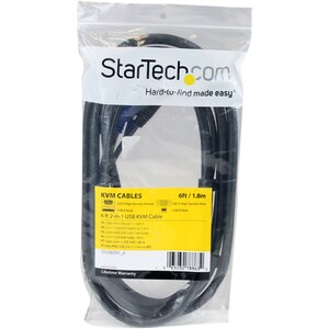 StarTech.com SVUSB2N1_6. Kabellänge: 1,8 m, Video Porttyp: VGA, Produktfarbe: Schwarz. Gewicht: 400 g, Paketbreite: 145 mm