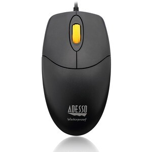 Adesso iMouse W3 - Waterproof Mouse with Magnetic Scroll Wheel - Optical - Cable - Black, Yellow - USB - 1000 dpi - Scroll