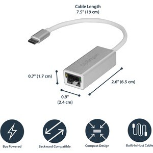 StarTech.com Gigabit-Ethernet-Karte für Server - 10/100/1000Base-T - Desktop - USB 3.1 - Realtek RTL8153 - 1 Anschluss(e) 