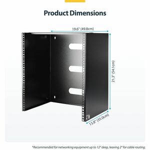 StarTech.com 12U Wall Mount Rack, 14in Deep, 19 inch Wall Mount Network Rack, Wall Mounting Patch Panel Bracket for Switch