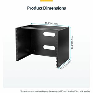 StarTech.com Wandmontage Halterung für flache Rack Geräte - 8HE - bis zu 35 cm (13,75 Zoll) tiefe Geräte - Stahl - 36,38 k