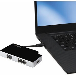 StarTech.com Adaptateur multiport USB-C - USB Type-C vers VGA DVI ou HDMI - 4K - 3840 x 2160 Supported - Noir, Argenté