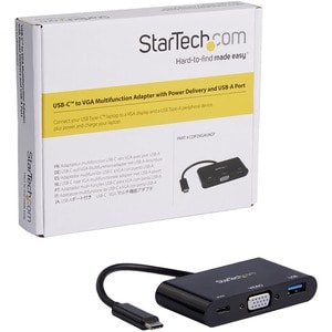 StarTech.com USB-C VGA Multiport Adapter - USB-A Port - with Power Delivery (USB PD) - USB C Adapter Converter - USB C Don