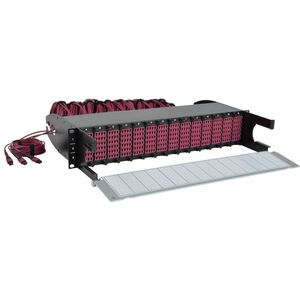 Tripp Lite series N48K-42M8L168-B 50/125 Breakout Fiber Patch Panel - 168 x Duplex - 2U High - Black - 19" Wide - Rack-mou