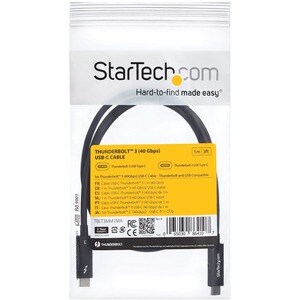 StarTech.com Active 40Gbps Thunderbolt 3 Cable - 3.3ft/1m - Black - 5k 60Hz/4k 60Hz - Certified TB3 Charger Cord w/ 100W P