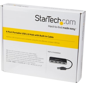 StarTech.com Mobiler 4-Port-USB 2.0-Hub mit integriertem Kabel - Kompakter Mini USB Hub - 4 Total USB Port(s) - 4 USB 2.0 