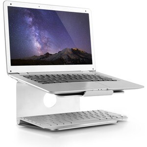 Raised and Rotatable Aluminium Laptop Stand - Up to 43.2 cm (17") Screen Support - 24 cm Depth - Desktop - Silicone, Brush