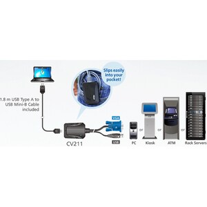 ATEN USB/VGA Video/Data Transfer Cable-TAA Compliant - USB/VGA Video/Data Transfer Cable for Notebook, Server, KVM Switch,