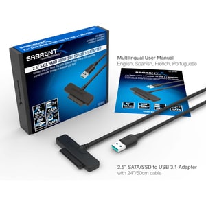 Sabrent USB 3.1 (Type-A) to SSD / 2.5-Inch SATA Hard Drive Adapter - SATA/USB Data Transfer Cable for Hard Drive, Notebook