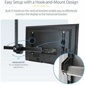 StarTech.com Ceiling TV Mount - Short Pole - Steel - Supports Monitors 30" to 70â€- Pull Down TV Mount - VESA Ceiling Mou