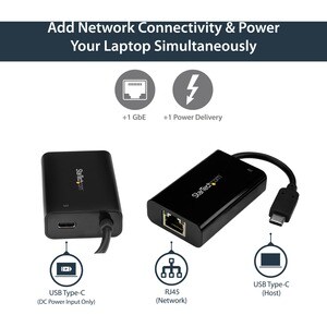 StarTech.com Adaptador Convertidor USB C a Ethernet Gigabit con PD 2.0 - Adaptador de Red NIC 1Gb LAN RJ45 USB Tipo C USB 