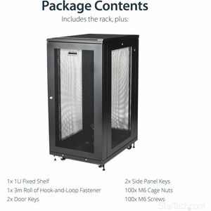 StarTech.com 4-Post 24U Server Rack Cabinet, 19" Data Rack Cabinet for Computer / IT Equipment, Home Network Rack, Half He