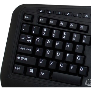 Adesso Tru-Form WKB-1500GB Keyboard & Mouse - English (US) - 1 Each - USB Membrane Wireless RF 2.40 GHz Keyboard - 105 Key