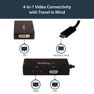 StarTech.com USB-C Multiport Video Adapter - 3-in-1 - 4K 30Hz - Black. USB connector type: USB Type-C, USB connector gende