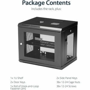 StarTech.com 2-Post 9U Wall Mount Network Cabinet, 19" Wall-Mounted Server Rack for Data / IT Equipment, Small Lockable Ra