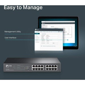 TP-Link TL-SG1016PE - 16-Port Gigabit Easy Smart PoE Switch with 8-Port PoE+ - Easy Smart Managed - 8 PoE+ Ports @150W - P