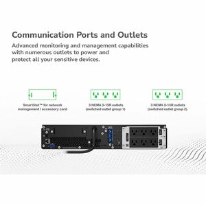 APC Smart-UPS On-Line, 1500VA, Rackmount 2U, 120V, 6x NEMA 5-15R outlets, SmartSlot, Extended runtime, W/ rail kit - 2U Ra