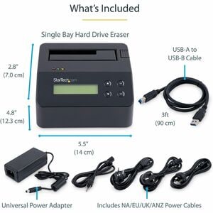 StarTech.com 1-Bay Festplatten Löscher, Selbständiges HDD/SSD Löschgerät, 4Kn, USB 3.0 auf SATA III, 9 Löschmodi, DB9 Druc