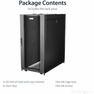 StarTech.com Armadio Rack 19" 25U su Ruote a 4 Montanti; Profondità Regolabile; Porta e Pannelli Laterali con Serratura; R