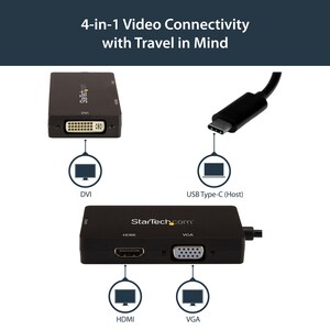 StarTech.com Adattatore Multiporta USB-C - Scheda Grafica Esterna 3 in 1 USB Tipo-C a HDMI, DVI o VGA - USB di tipo C - HD