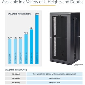 StarTech.com 4-Pfosten 15HE Wand Netzwerkschrank, 19" aufklappbares Wand Server Rack für IT Geräte, abschließbares Rack - 