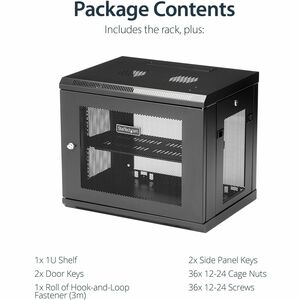 StarTech.com 2-Post 9U Wall Mount Network Cabinet, 19" Wall-Mounted Server Rack for Data / IT Equipment, Small Lockable Ra