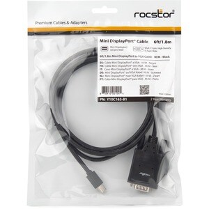 Rocstor Premium 6 ft Mini DisplayPort to VGA Adapter Cable - mDP to VGA cable supports 1920x1200 1080p Resolution - Mini D